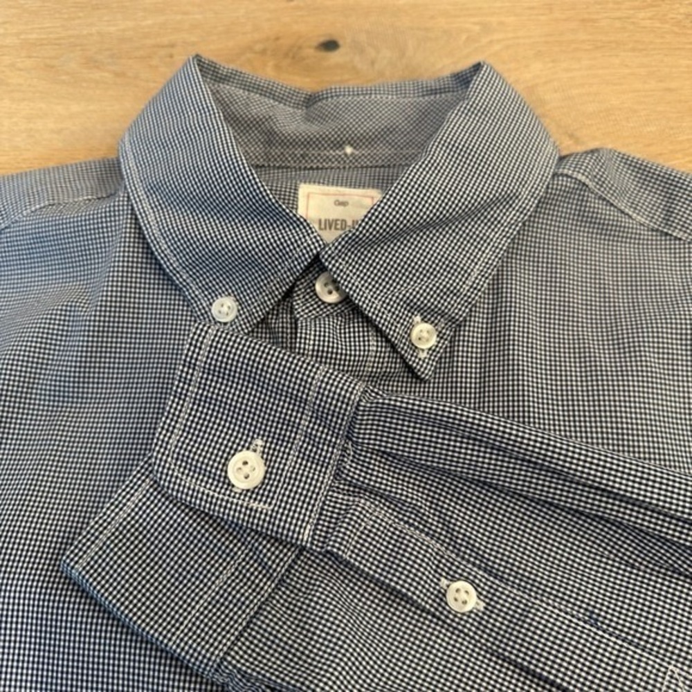 Gap Lived In Mens Gingham Check Button Down Long Sleeve Shirt Size S